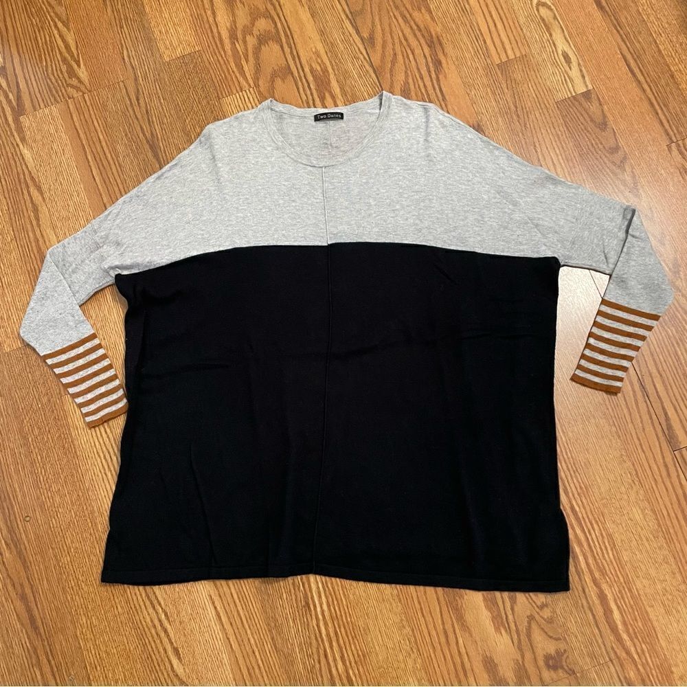 Two Danes Oversized Blk/Gry/Mustard Sweater Sz-S/M